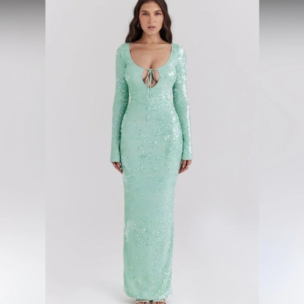 house of cb green sequin dress paulinatran on LTK